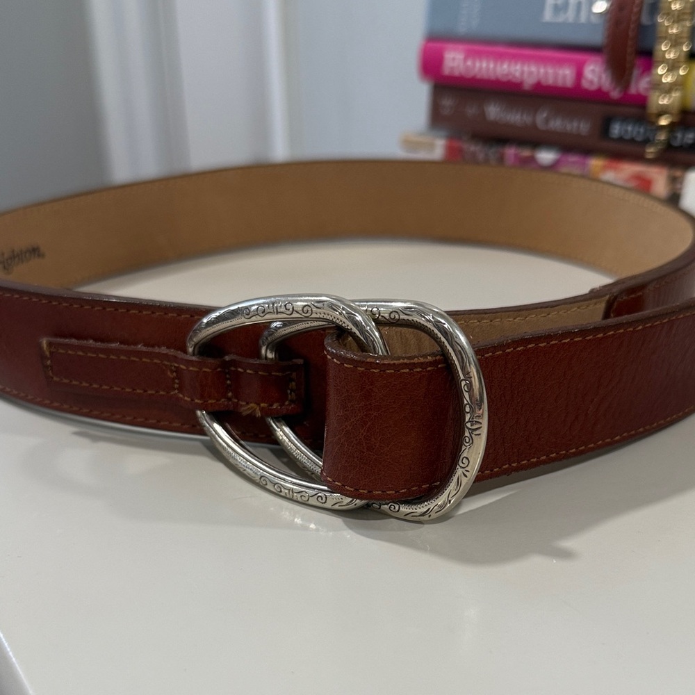 Brighton Brown Leather Belt with Silver Buckle